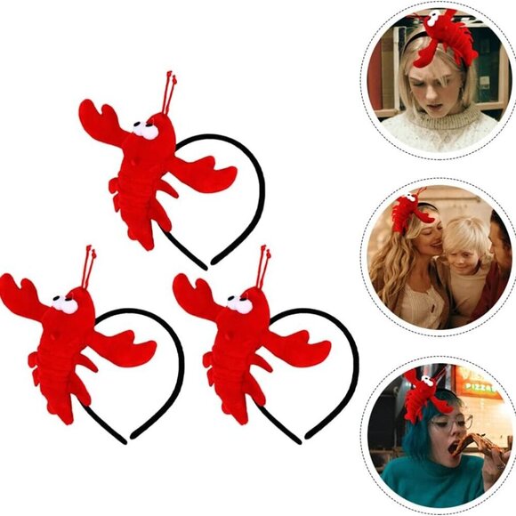 3Pcs Lobster Claw HeadbandsFun Seafood Costume Accessory for Cosplay Party